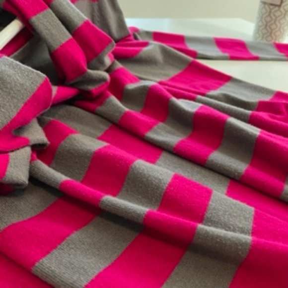 Cupio Womens S Pink Gray Striped Sweater Removable Scarf Set Long Sleeve - Picture 7 of 8